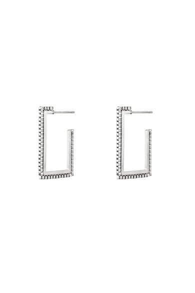 Earrings rectangle shackle Silver Color Stainless Steel h5 