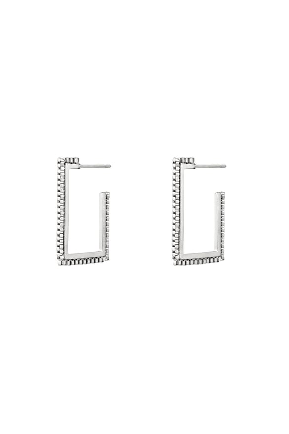 Earrings rectangle shackle Silver Color Stainless Steel