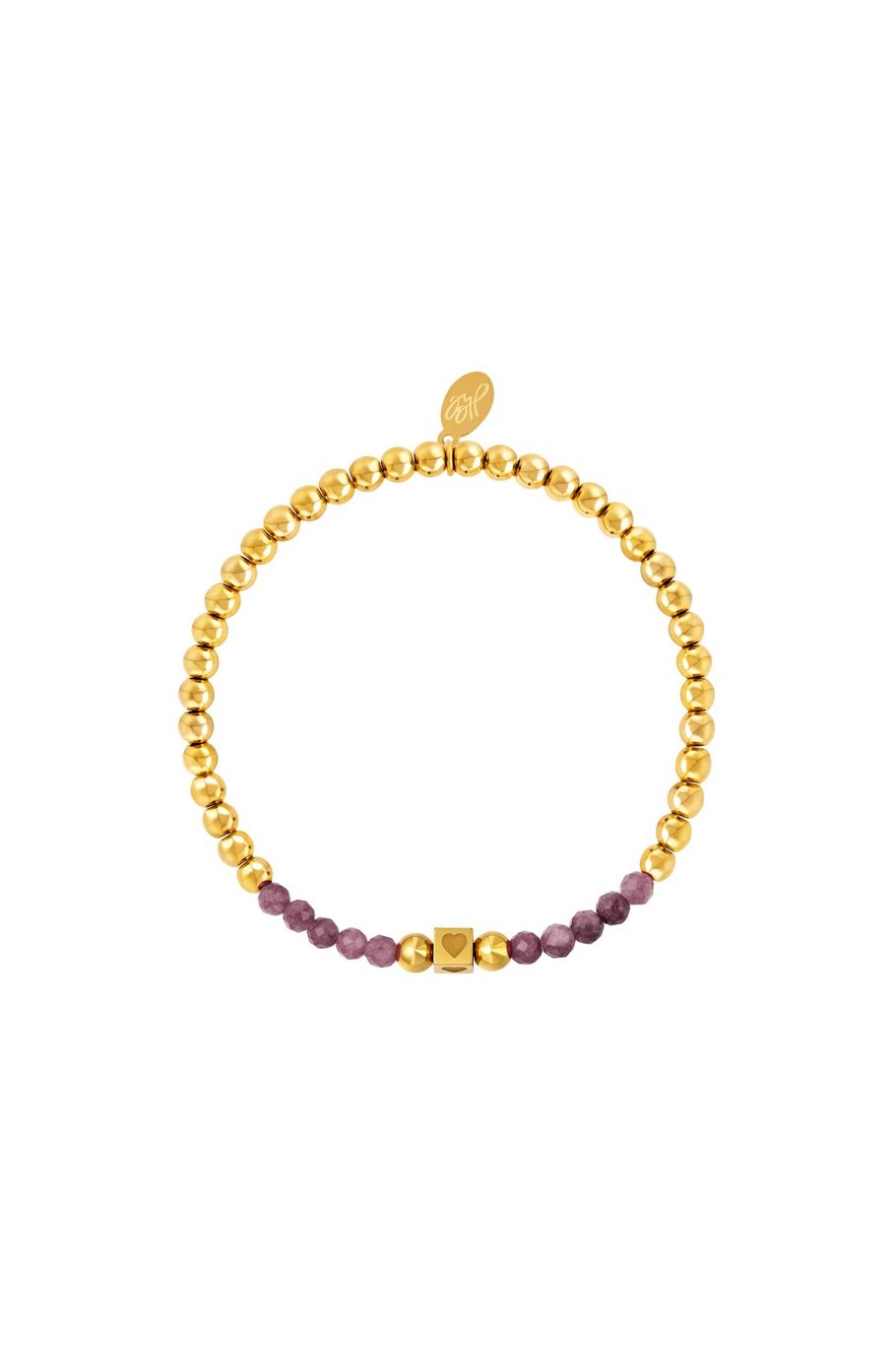 Perlenarmband aus Edelstahl mit Steinen Lila