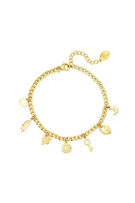 Stainless steel charm bracelet Gold color