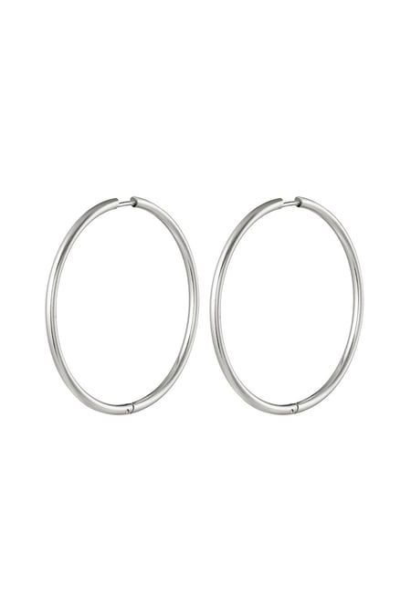 Stainless steel earrings hoops large Silver color 2