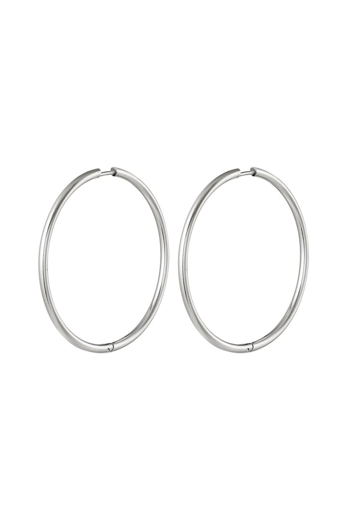 Stainless steel earrings hoops large Silver color 