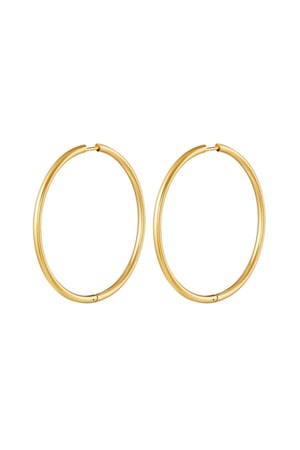 Stainless steel earrings hoops large Gold color h5 