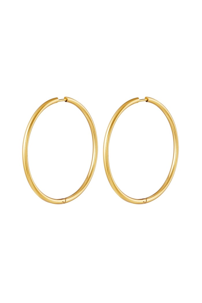 Stainless steel earrings hoops large Gold color 