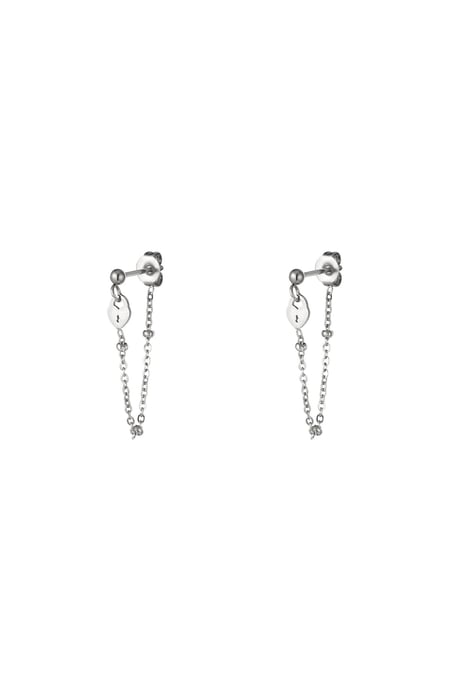 Earrings key lock Silver Color Stainless Steel