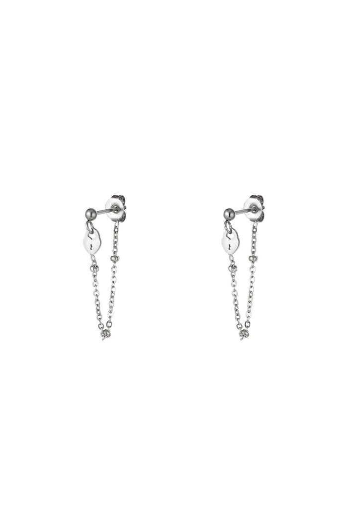 Earrings key lock Silver Color Stainless Steel 