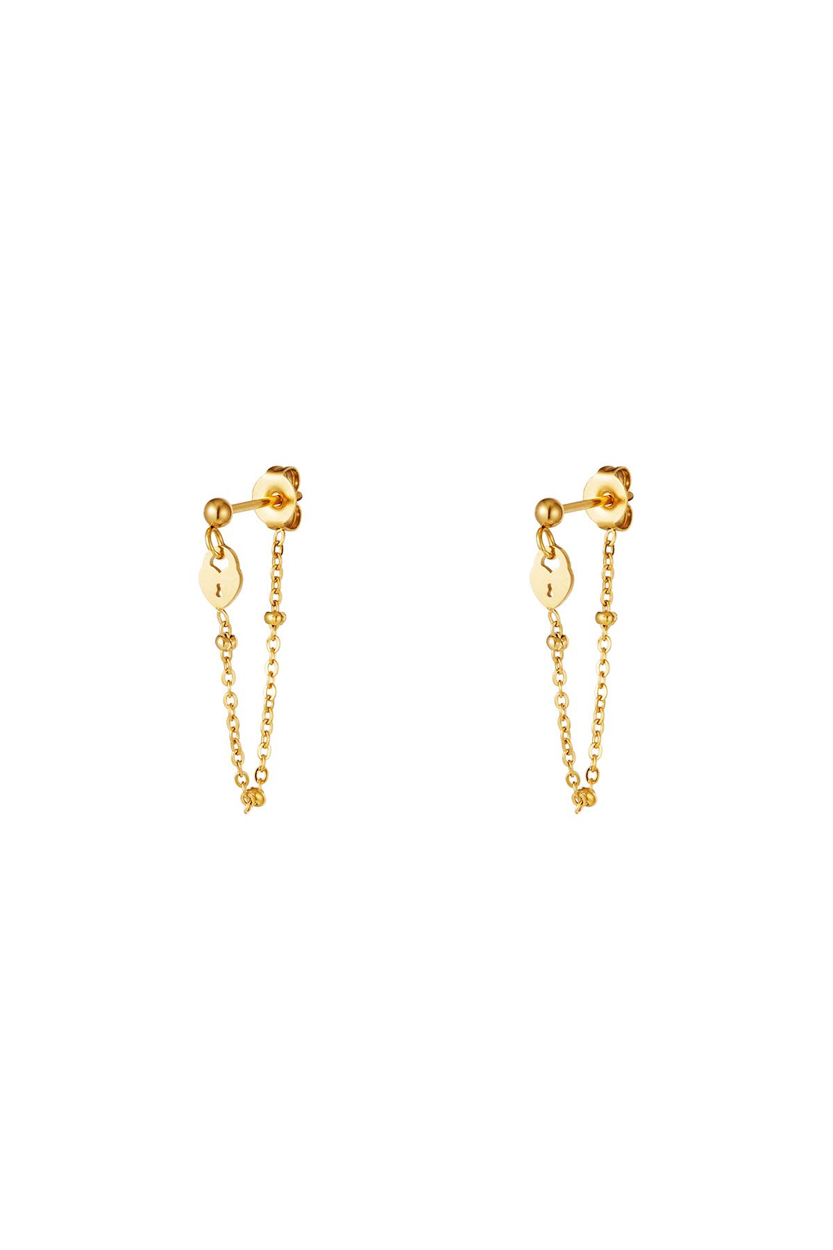 Earrings key lock Gold Color Stainless Steel