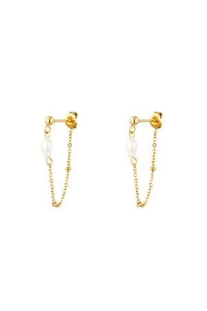 Stainless steel earring with pearl Gold color h5 