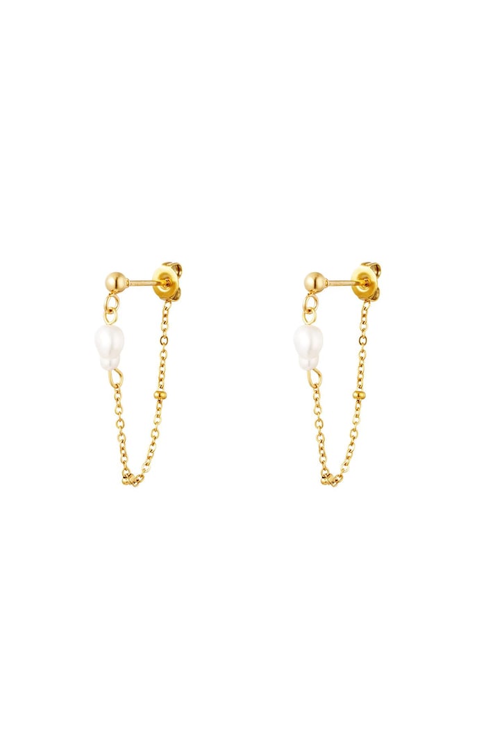 Stainless steel earring with pearl Gold color 