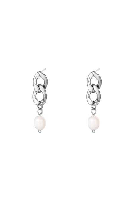 Earrings elegant pearl Silver Color Stainless Steel