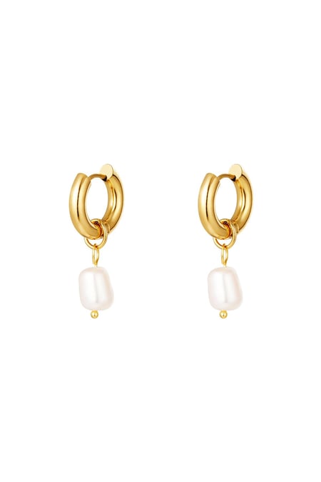 Stainless steel earrings pearls simple Gold color 2