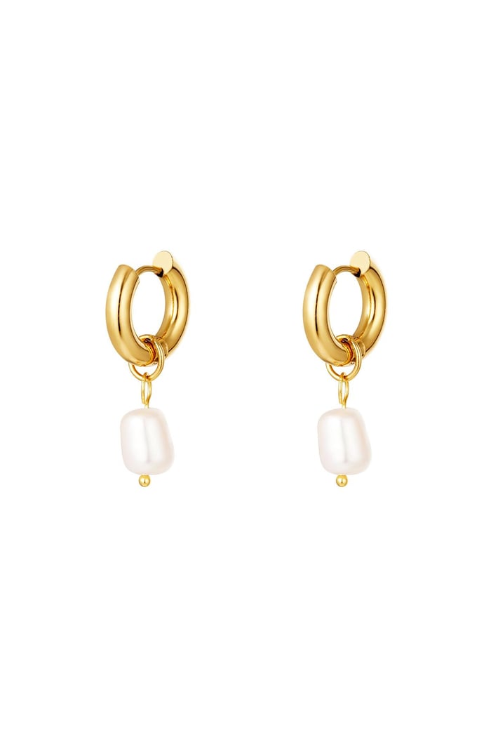 Stainless steel earrings pearls simple Gold color 