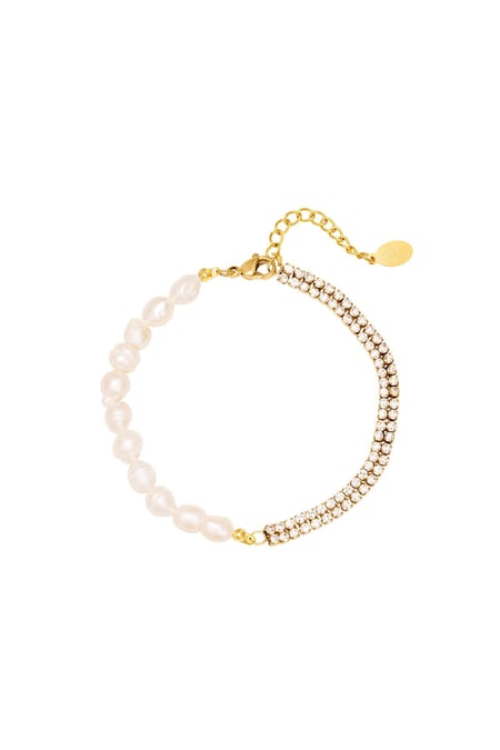 Stainless steel bracelet pearls Gold color 2