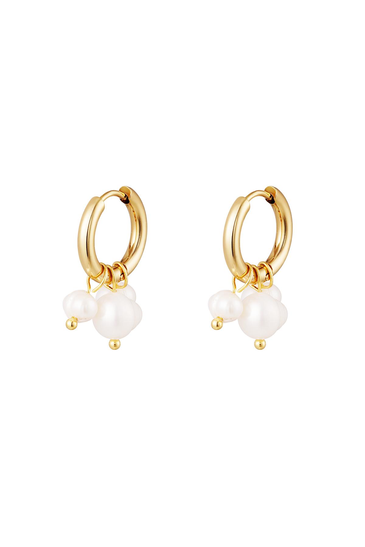 Earrings with dangling pearls Gold Color Stainless Steel