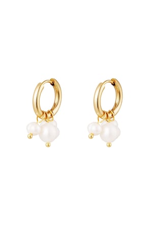 Earrings with dangling pearls Gold Color Stainless Steel h5 