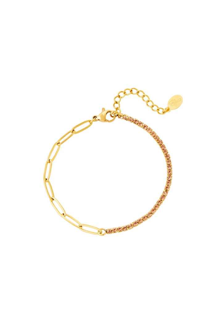 Bracelet zircon chain small Gold Color Stainless Steel 