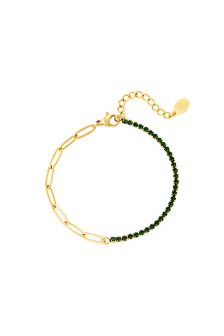 Bracelet zircon chain small Green Stainless Steel 2