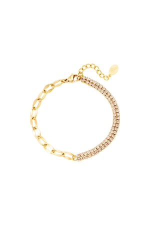 Bracelet zircon and chain Gold Color Stainless Steel h5 