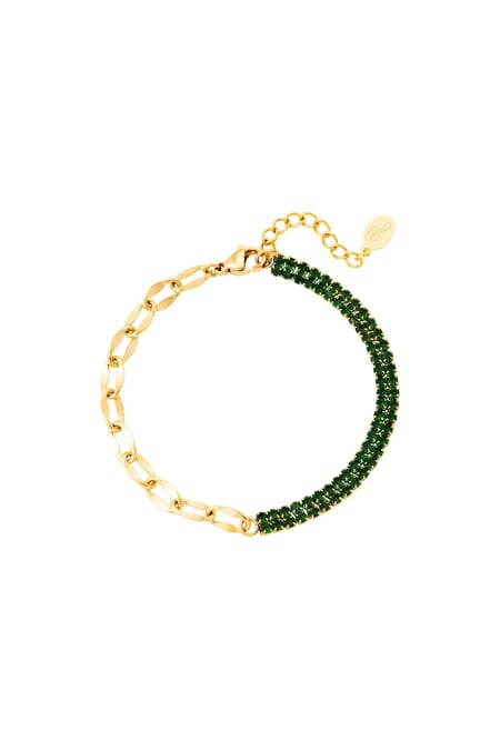 Bracelet zircon and chain Green Stainless Steel 2