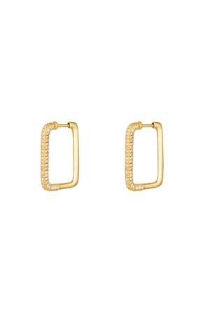 Earrings rectangle zircon Gold Color Copper h5 