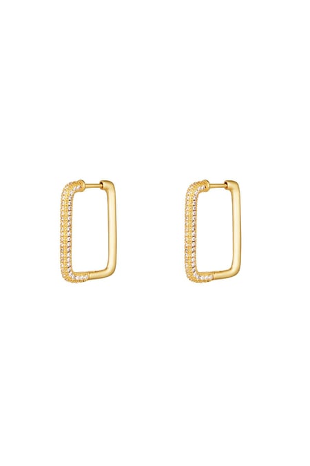 Earrings rectangle zircon Gold Color Copper