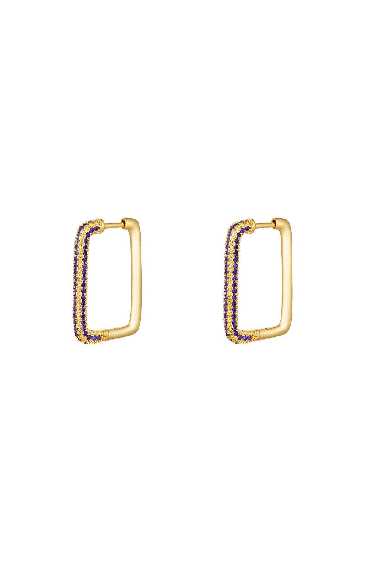 Earrings rectangle zircon Gold Color Copper