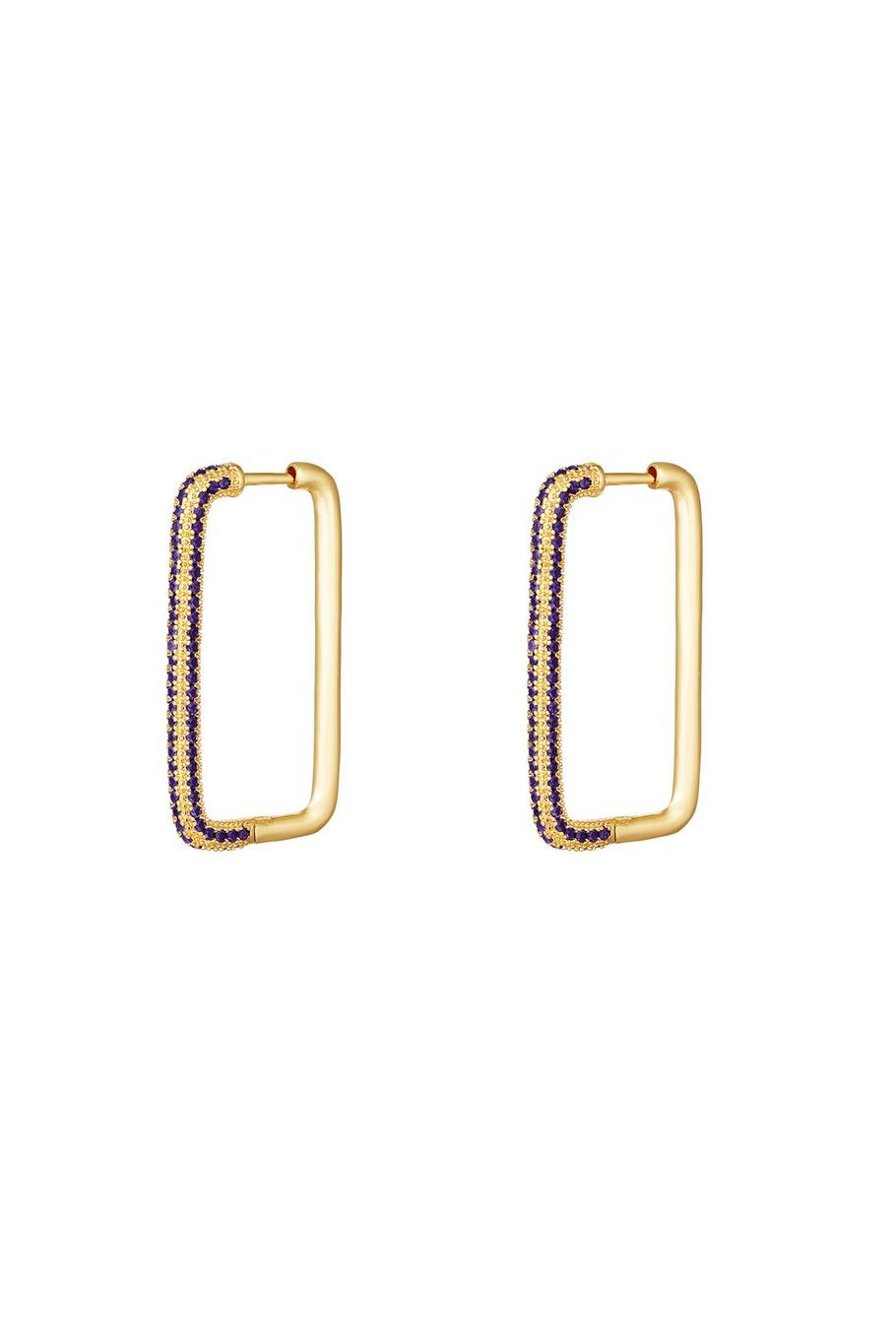 Earrings with zircon stones Purple Copper