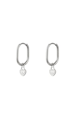 Oval earrings heart Silver Color Stainless Steel h5 