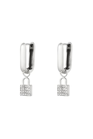 Stainless steel earrings secretive lock Silver color h5 