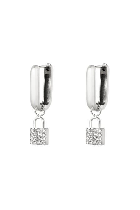 Pendientes de acero inoxidable cerradura secreta Plata 2