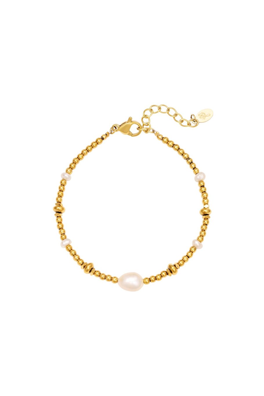 İnci ve boncuklu bileklik Gold Stainless Steel 
