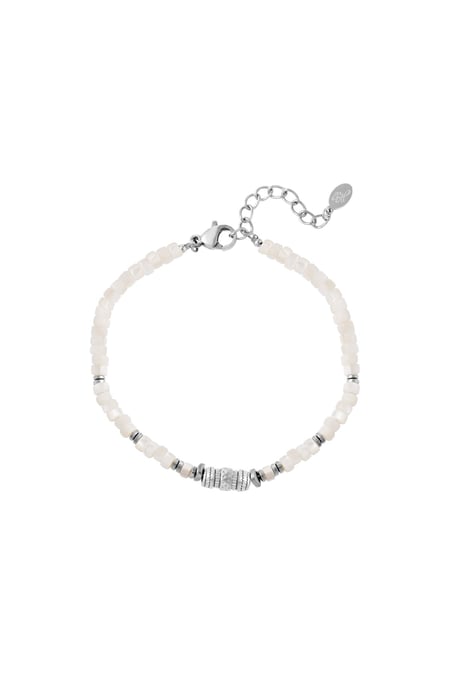 Bracelet with white beads Silver Color Stainless Steel 2