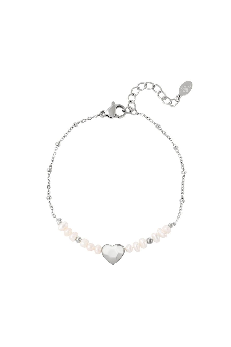 Bracelet pearls and heart Gold Color Stainless Steel 