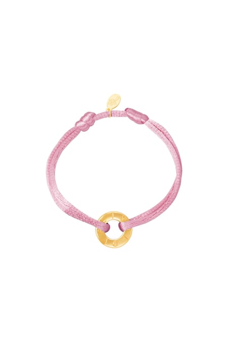 Armband kleur koord Roze Stainless Steel