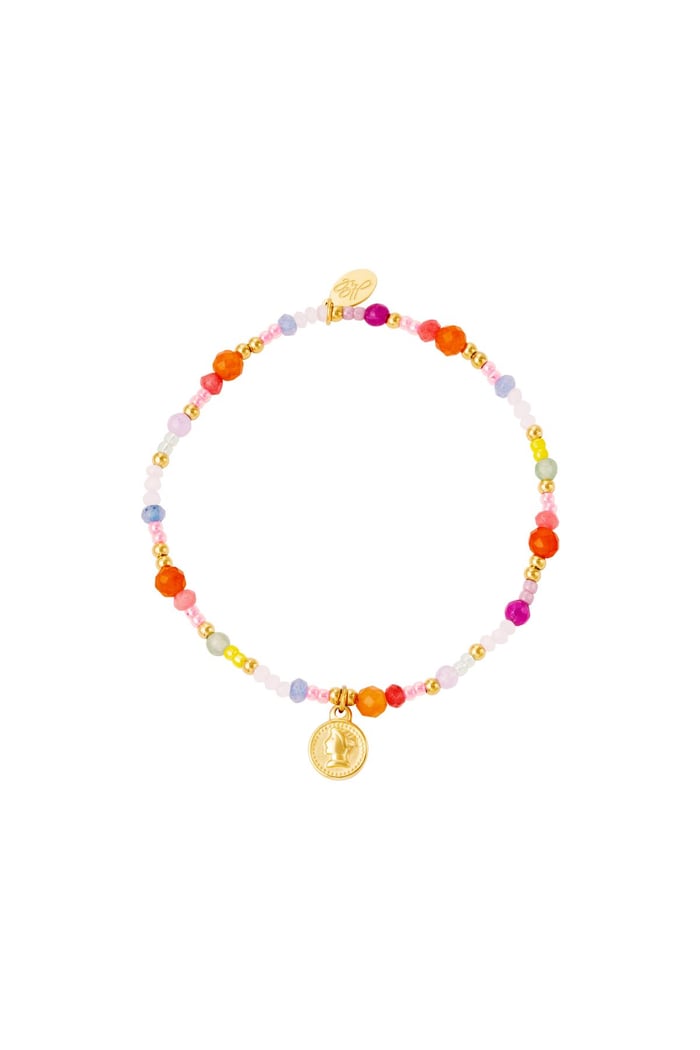 Color beads bracelet coin Multi Natural stones 