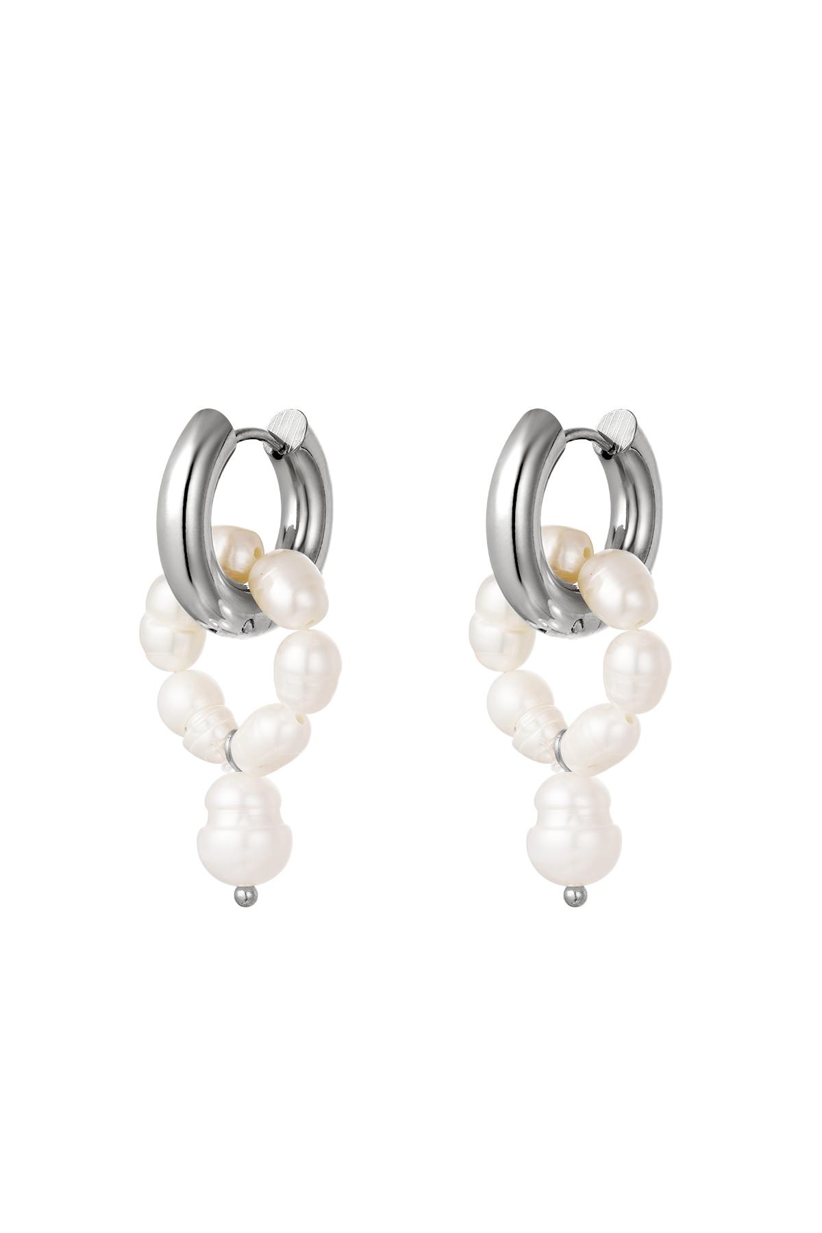 Stainless steel earrings pearls Silver color