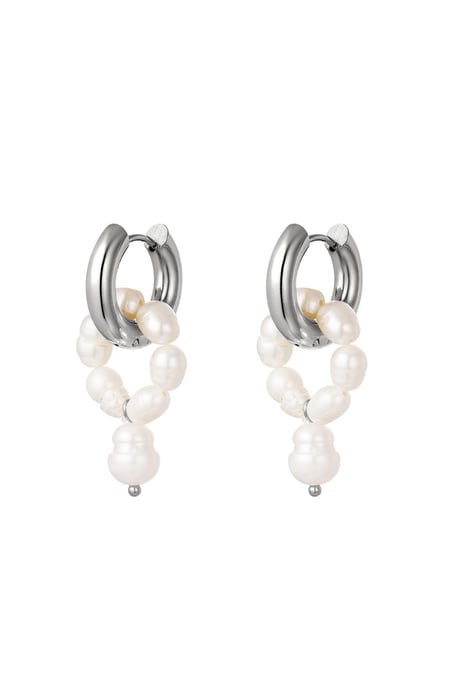 Stainless steel earrings pearls Silver color