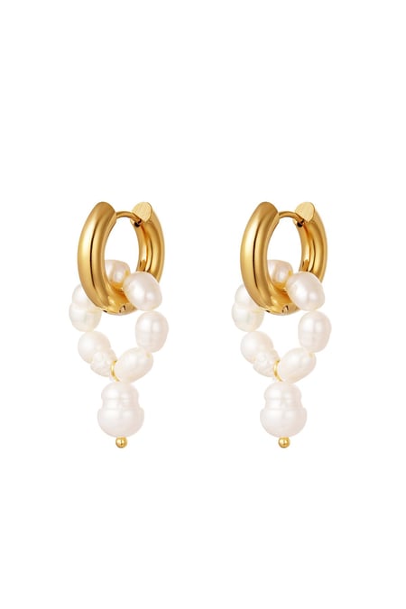 Stainless steel earrings pearls Gold color