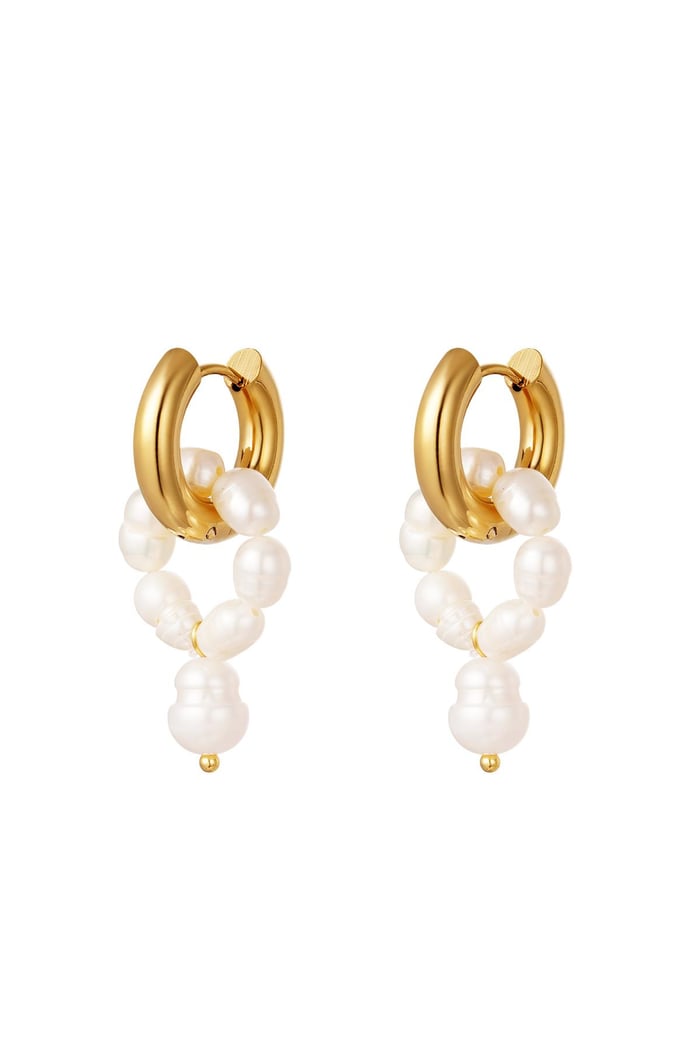 Stainless steel earrings pearls Gold color 