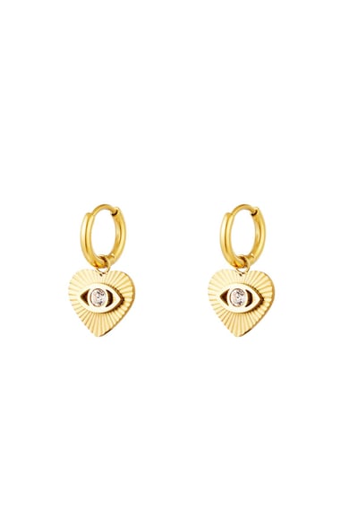 Earrings Heart Eye Gold Color Stainless Steel h5 