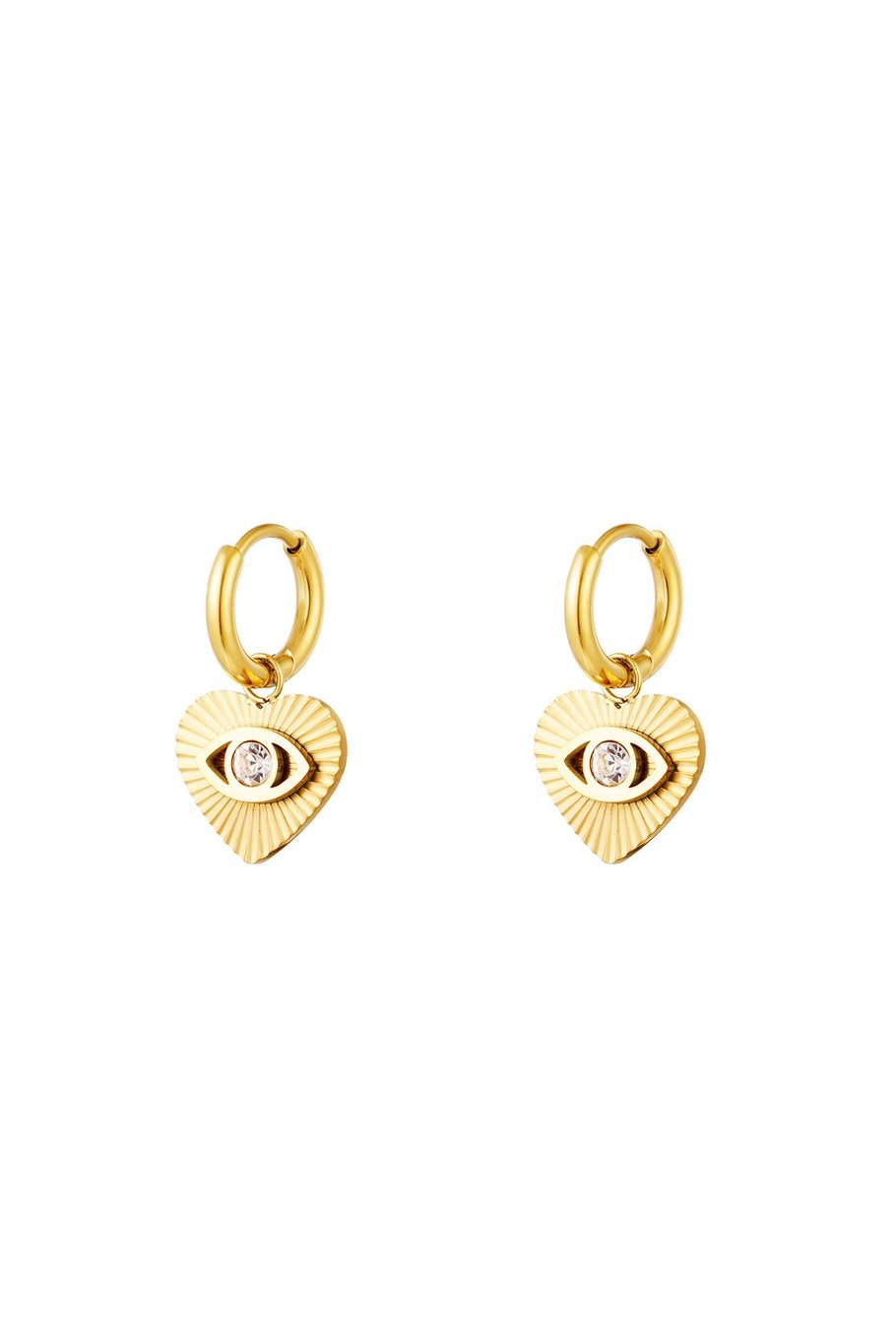 Earrings Heart Eye Gold Color Stainless Steel 