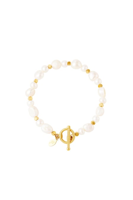 Stainless steel bracelet pearls Gold color