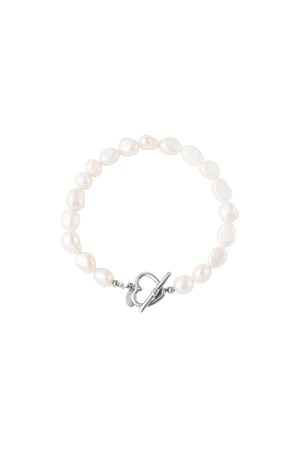 Bracelet pearl heart closure Silver Color Stainless Steel h5 