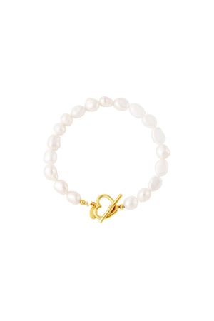 Bracelet pearl heart closure Gold Color Stainless Steel h5 