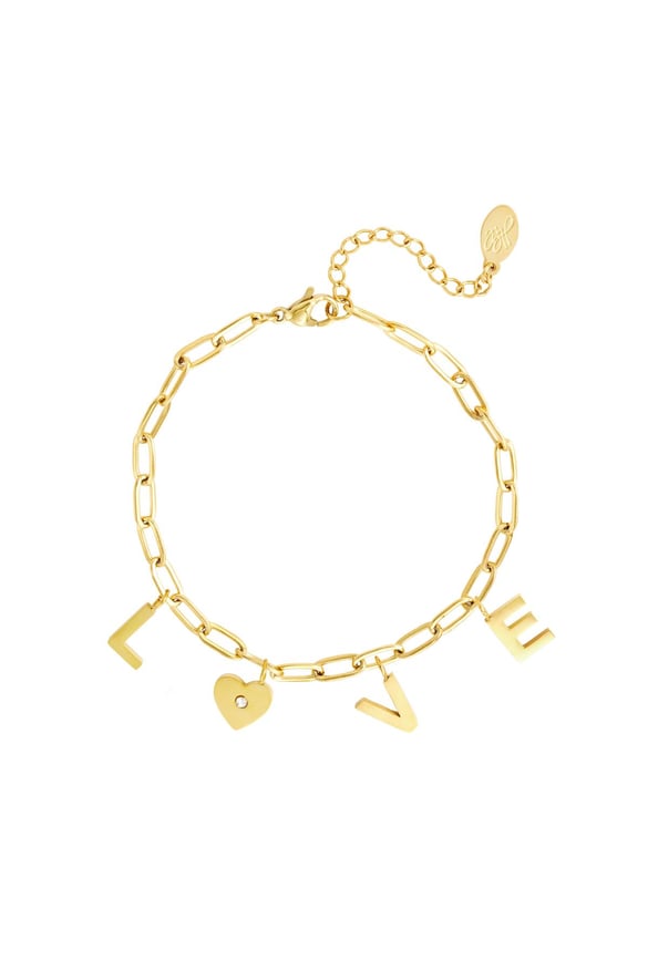 Bracelet Love Heart Gold Color Stainless Steel 2