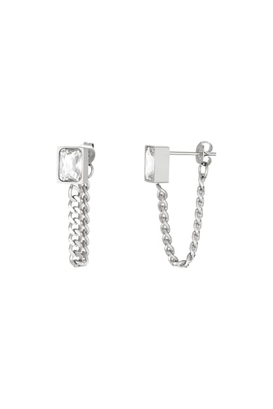 Earrings with chain and zircon  Gold Color Stainless Steel h5 