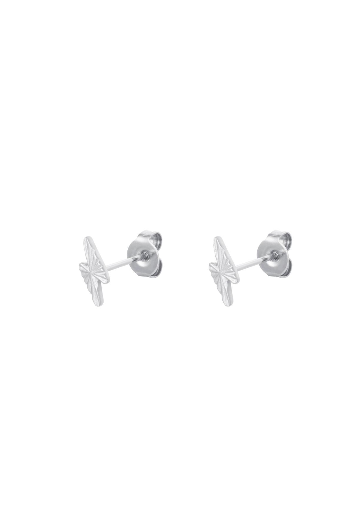 Stud Earrings Lightning Bolt Silver Color Stainless Steel