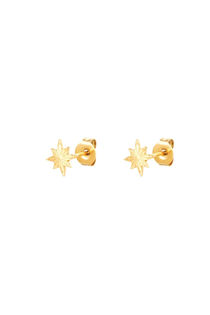 Stud Earrings North Star Gold Color Stainless Steel 