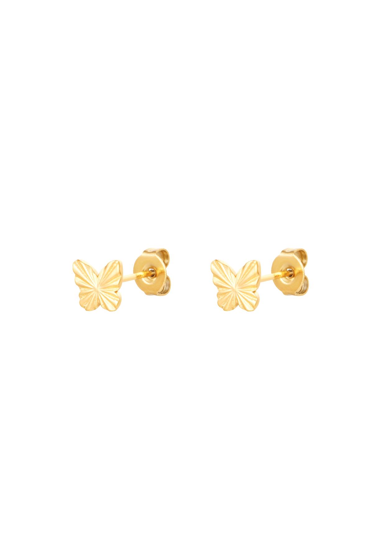 Stud Earrings Butterfly Gold Color Stainless Steel 