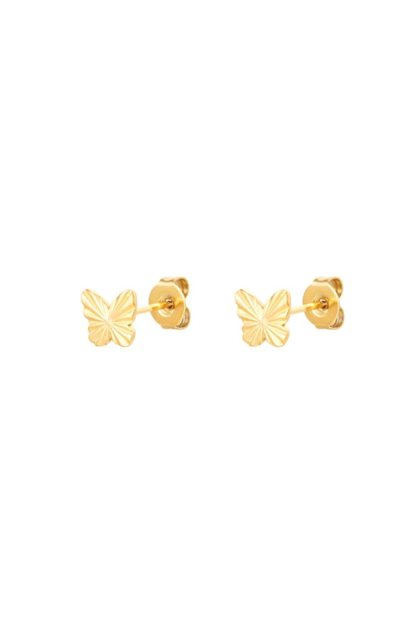 Stud Earrings Butterfly Gold Color Stainless Steel 2